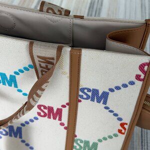 NWT Steve Madden Cream Multi BSANTAM Canvas Tote Handbag $108